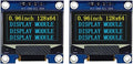 Haldzemo 0.96" OLED Display Module I2C IIC Serial 128X64 SSD1306 LCD Screen VCC GND SCL SDA (2 Pack, Yellow Blue)