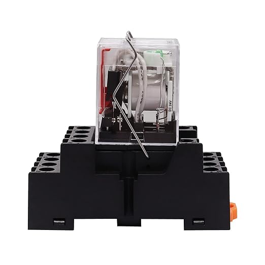 TWTADE/DC 12V Relay 5A Electromagnetic Power Coil Relay 14 Pins 4PDT 4NO+4NC HH54P MY4J with Indicator Light & Socket Base -YJ4N-GS