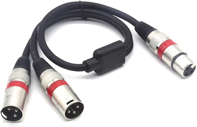 SiYear XLR Splitter Cable - XLR Female to Dual Male 3 Pin Patch Y Cable Balanced Microphone Splitter Cord Audio Adapter (50CM)