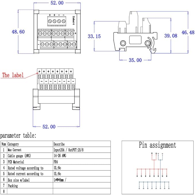 ANMBEST 2 in 8 Out Terminal Blocks Module, 25A DIN Rail and Panel Mounting Power Distribution Breakout Board for PLC Servo Power Amplifier