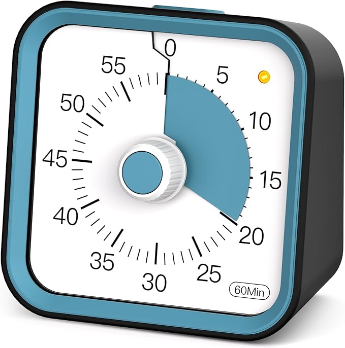 InfPokid Visual Timer for Kids with Pause Function, 60 Minute Countdown Timer for Kids Desk Study, Teaching, Kitchen Cooking, Office Meetings, Time Management for ADHD (Black)