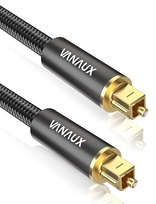 VANAUX Digital Optical Audio Cable Fiber Optic Cable S/PDIF Toslink Cords Compatible with Home Theater, Sound Bar, TV, PS4, Xbox, PlayStation & More - Black (26ft/8m)