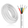 22 Gauge 5 Conductor Electrical Wire, 16.4FT White Stranded Low Voltage 22/5 Cable PVC Case, 22 AWG Tinned Copper 5 Wire Extension Power Cable for LED Lamp Lighting, Automotive