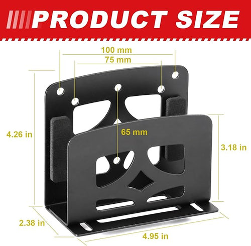 Adjustable Small Device Metal Holder, Wall Mount or VESA Mount Behind TV/Monitor for Cable Box, Modem, Router, Media Player, Switch, WII, mini PC, Mac Mini, OptiPlex MFF, Space Saving Design, Black