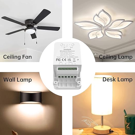 Smart Wi-Fi Light Switch, 2 Channels Linptech Wireless Relay Switch Tuya App Remote Control Voice Control Home Automation Timer Compatible with Alexa for LED Ceiling Pull Chain Light