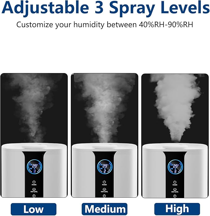 9L Smart Humidifiers for Bedroom Large Room, 2.3Gal Cool Mist Top Fill Diffuser App & Remote Control, 3 Mist Modes, Quiet Humidifier for Home Office Plant (APP White)