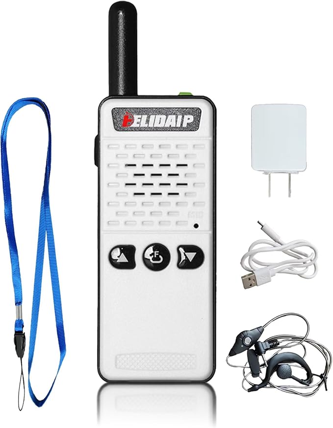 ELIDAIP T-M2 Super Mini Walkie Talkie for Adult Kids,Rechargeable Portable FM Transceiver,Small Two Way Radio for Supermarket,Hotel,Outdoor Sport,Hiking,Camping,Indoor,Family Trip,White 1 Pack