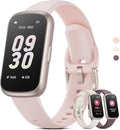 TIFOZEN Health Fitness Tracker Smart Watch with 24/7 Heart Rate, Blood Oxygen, Sleep Tracker, Pedometer, 3 Colorful Bands & 3ATM Waterproof Activity Tracker with Step Calorie Counter, Bubble Pink