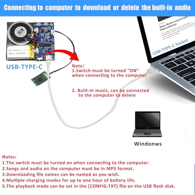 XLW Module, 16MB Push Button Activated Sound Module with Speaker, 16Min Easy Sound Recording Chip for Personalized Greetings, DIY Projects, MP3 Music for Crafts, Type-C Cable Charging (Blue-30Pack)