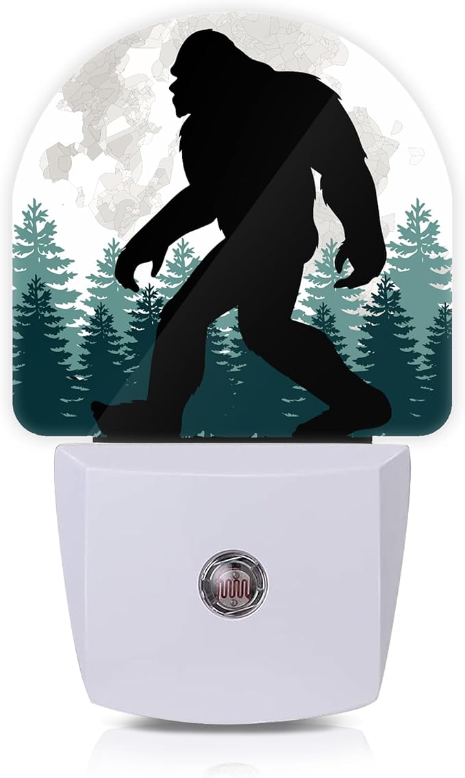 Axxitude Bigfoot Forest Moon Night Lights Plug into Wall for Girls Boys Room,Night Light LED Lamp Dusk to Dawn Sensor Round Lamp for Bedroom Bathroom Hallway Home Wall Decor Nightlight