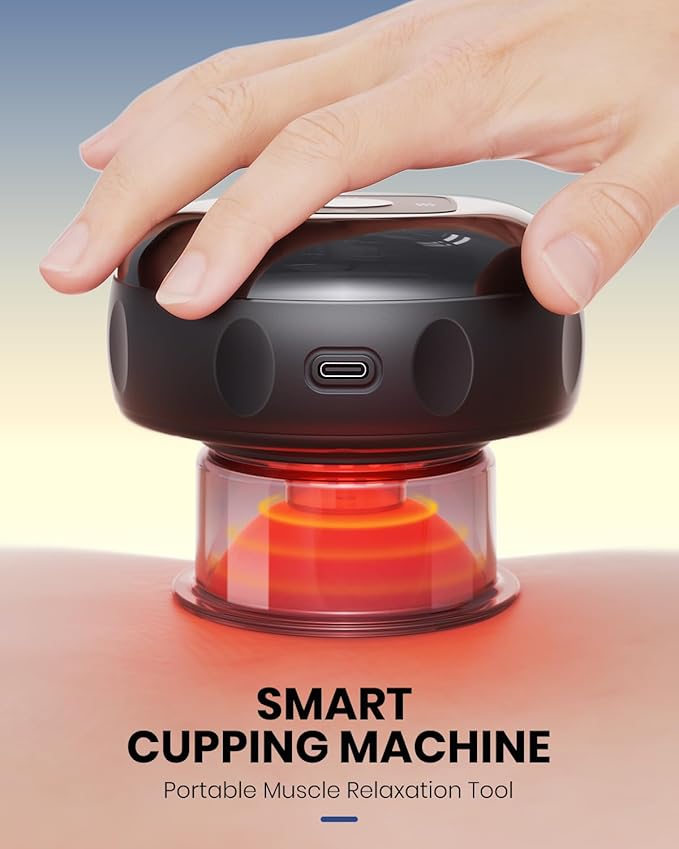 EURPMASK Choose the color of europe 2 Pack 5-in-1 Electric Cupping Kit with Red Light - 24 Levels Adjustable Suction & Heat, One-Touch Control, Portable Muscle Relaxation Tool