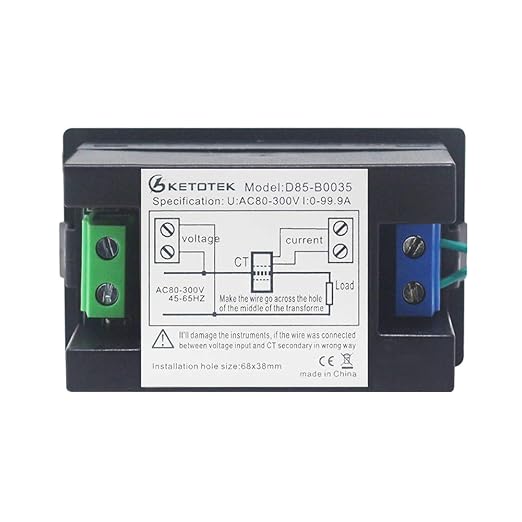 KETOTEK Digital Ammeter Voltmeter AC 80V-300V 100A, 2in1 Multimeter Panel 110V/220V, Volt Amp Meter LED Display Voltage Amperage Detector Tester Gauge with Current Transformer CT