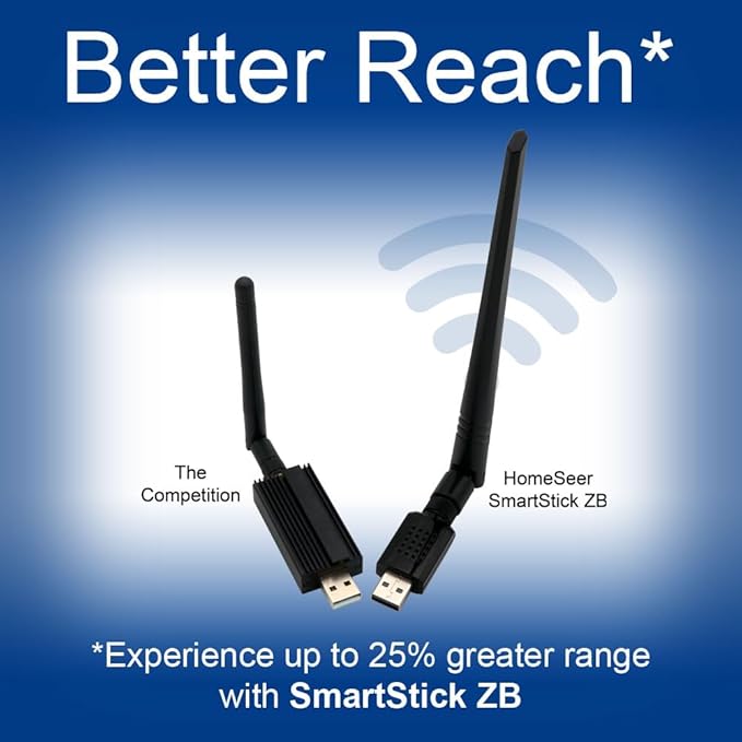 HomeSeer Zigbee 3.0 USB Interface/Coordinator/Dongle (SmartStick ZB), SiLabs ERG32MG21 Chip Technology, Compatible with HomeSeer, Home Assistant, OpenHAB, Zigbee2MQTT