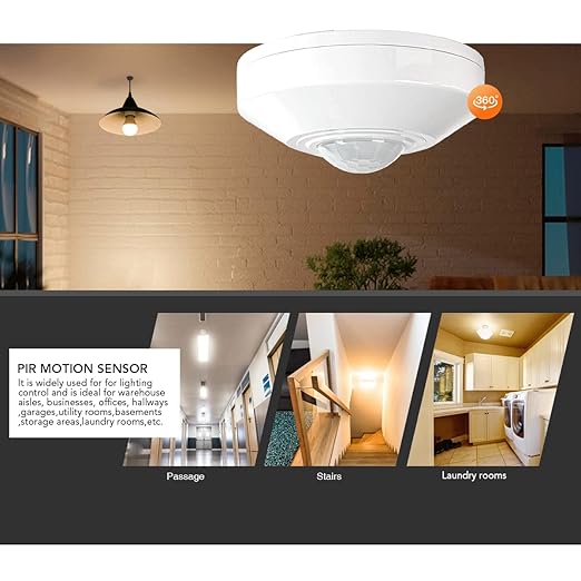 RAYZEEK Ceiling Mount Motion Sensor,360 Motion Sensor,110V-265V,1100W,Occupancy Sensor Switch for Ceiling, 8-12M High Sensitive Motion Sensor Light Switch,PC Fireproof(5A,Neutral Wire Required)