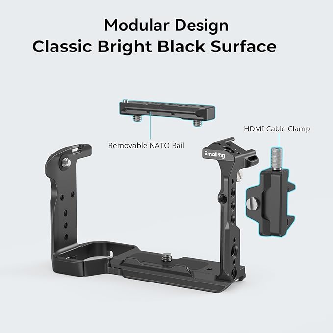 SmallRig Cage for Sony FX30 FX3 FX3A with Cable Clamp for HDMI, Classic Bright Black Surface, Included Cold Shoe and NATO Rail, Modular Design Compatible with Original XLR Handle