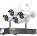 [500G Hard Drive] Hiseeu 5MP Wireless Security Camera System with One-Way Audio,4Pcs 5MP Outdoor/Indoor WiFi Surveillance Cameras, HD Video,Night Vision, Weatherproof,Motion Detection,DC12V Power Cord