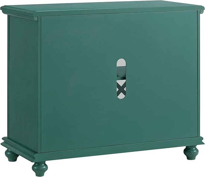Martin Svensson Home Elegant Small Spaces Accent Cabinet with Glass Doors, Vintage Sideboard or Small TV Stand for Living Room or Entryway. Antique Teal Green.