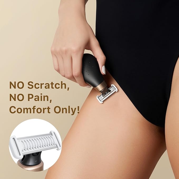 Trimcoo 2026 New Bikini Trimmer for Women - Small But Powerful Electric Razors, Intimate Pubic Hair/Lady Facial Painless Removal, USB-C Cordless Body Shaver for Trip, Replaceable Wet/Dry Blade, Black