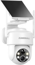 ZUMIMALL 2K Solar Security Cameras Wireless Outdoor | 360° PTZ View Control via App | 2.4G WiFi, Color Night Vision, 2-Way Talk, PIR Motion Detection, Free Rolling 7-Day Cloud Storage, No Monthly Fee
