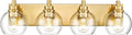 METWET Bathroom Light Fixtures, 4 Light Brushed Gold Vanity Light, 26 Inch Modern Wall Sconces with Globe Clear Glass Shade, Vanity Lighting Fixtures Over Mirror, VL195-BG-CL-4