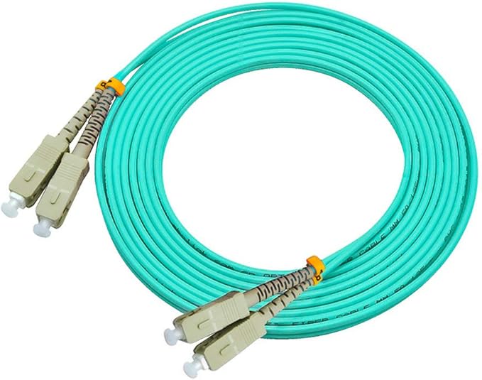 Jeirdus 50Meters 160ft SC to SC Duplex 50/125 10G OM3 Multi-Mode Fiber Optic Cable Jumper Optical Patch Cord SC-SC