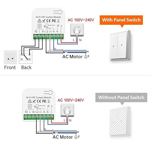DieseRC WiFi Smart Roller Shutter Controller Module with 433Mhz RF Remote Control, Tuya APP WiFi Control Compatible with Alexa/Google Home APP Control and Manual Switch