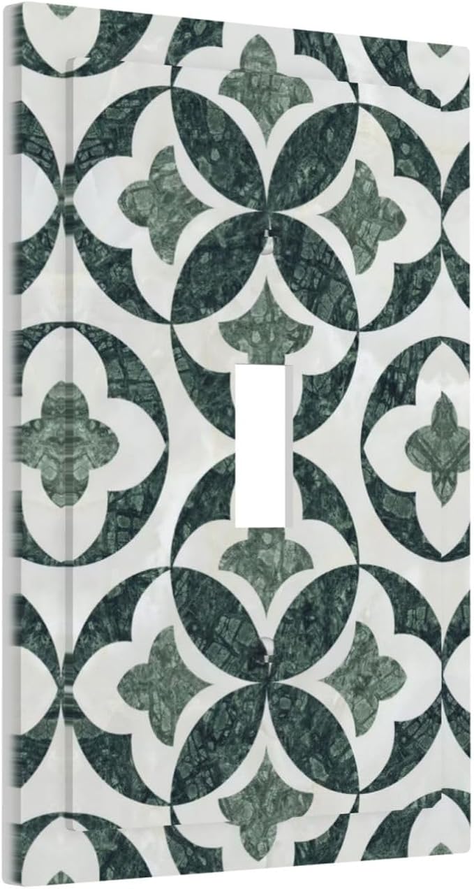 Bvtewkhz Green Luxury Modern Cubic Marble 1 Gang Single Toggle Decorative Light Switch Covers Electrical Faceplate Switch Plates for Bathroom Kitchen Home