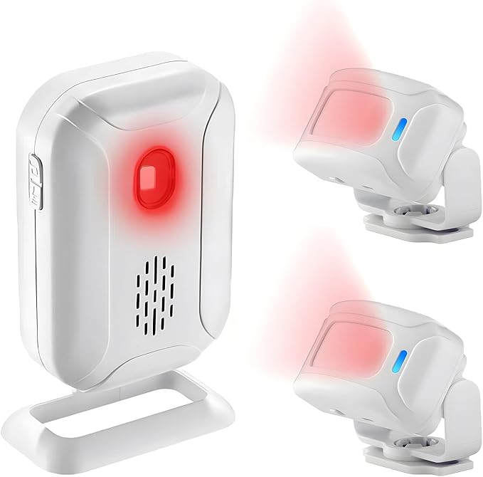 GREENCYCLE Motion Doorbell, Door Chime for Business Entry, Store Welcome Buzzer Monitor, Motion Detect Alarm, Caregiver Reminder for Elderly, Visitor Bell - 1 Receiver 2 Sensors