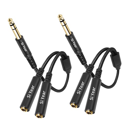 SiYear 1/4" Splitter Cable, 6.35mm TRS to Dual 1/4 inch Female Stereo Y Headphone Splitter Cable for Studio,DJ,Amplifier,Karaoke, Live Sound Systems etc(30cm /2PACK)