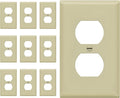 Duplex Wall Plates Kit by Enerlites 8821-I Home Electrical Outlet Cover, 1-Gang Standard Size, Unbreakable Polycarbonate Material, Ivory- 10 Pack Dual Port Replacement Receptacle Faceplates