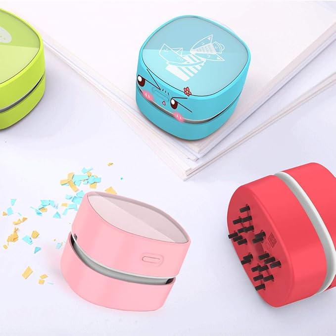 ODISTAR Desktop Vacuum Cleaner,Mini Table dust Sweeper Energy Saving,High Endurance up to 400 mins,Cordless&360º Rotatable Design for Cleaning Hairs,Crumbs,Computer Keyboard (Pink Charging)