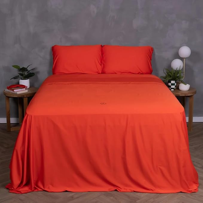 THE LAD COLLECTIVE 3.0 California King Bedding Set - 4-Piece Bedset w/Fitted Sheet, Top Sheet & 2 Standard Pillowcases [Duvet Not Included] - Bamboo-Cotton - Red Rock Collection