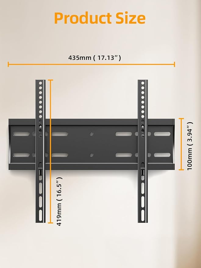 IWORKBOARD 43 50 55 inch Fixed Low Profile TV Wall Mount for 24-65 inch LED/LCD & Flat/Curved TVs, Universal Wall Mount Bracket with Safe Lock, Max VESA 400x400mm, up to 99Lbs & 16 '' Stud