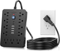 JouleLoom 6 FT Flat Plug Surge Protector Power Strip,11 Multiple AC Outlets with 6 USB Ports (2 USB C), 6 Feet Extension Cord, 1250W/10A, One Touch Switch Button, 17 in 1 Compact powerstrip