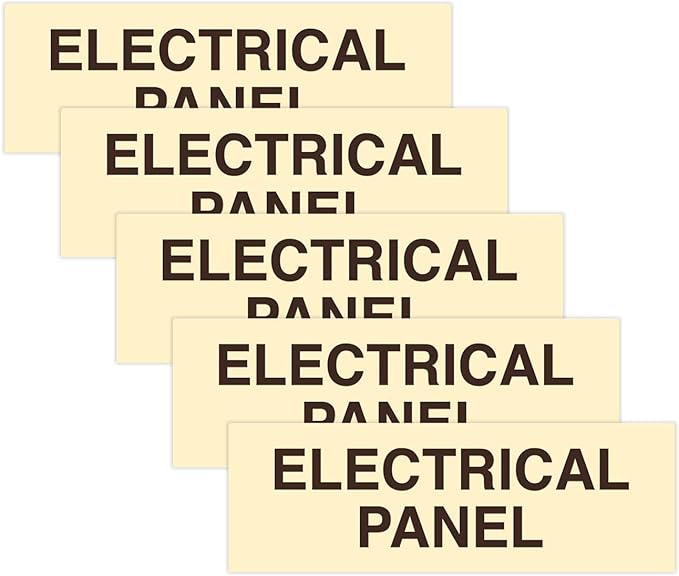 All Quality Basic Electrical Panel Sign - Fire Regulation Safety Compliance Sign - Ivory/Dark Brown - Small (5 Pack)