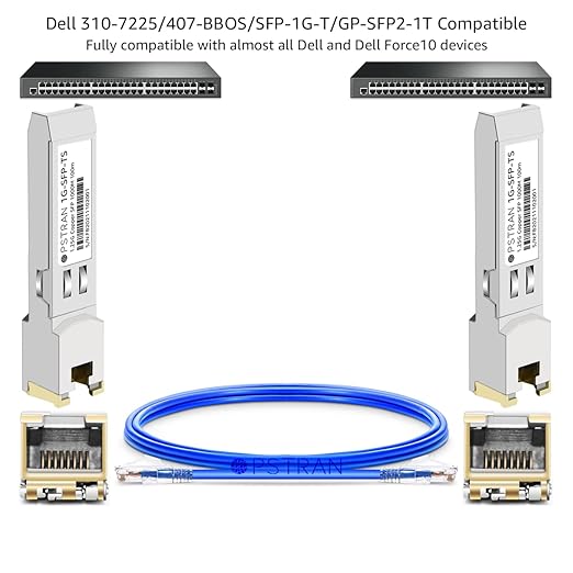 OPSTRAN 1000BASE-T SFP RJ45 Copper Transceiver Module Compatible with Dell Force10 GP-SFP2-1T SFP-1G-T 310-7225 407-BBOS 100m Cat5e/6 4 Pack