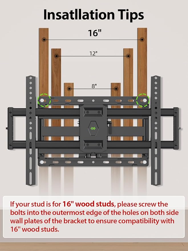 USX Mount Full Motion TV Wall Mount for Most 42-90 inch Flat Screen/LED/4K, TV Mount Bracket Dual Swivel Articulating Tilt 6 Arms, Max 16" Wood Studs, VESA 600x400mm, Holds up to 132lbs