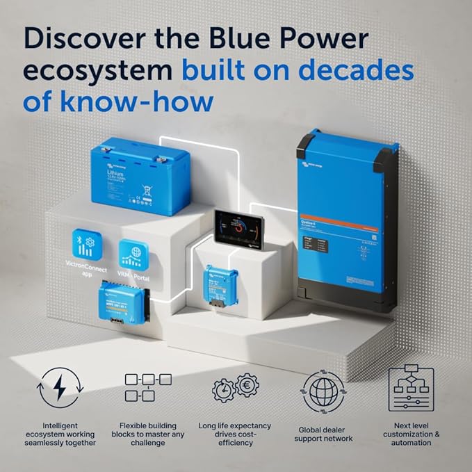 Victron Energy SmartSolar MPPT MC4 Compatible Solar Charge Controller (Bluetooth) - Charge Controllers for Solar Panels - 250V, 60 amp, 12/24/36/48-Volt