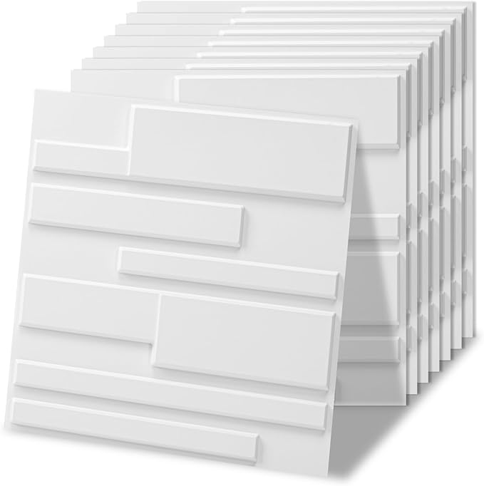 Art3d 100 Pack Decorative 3D Wall Panels, 97 Sq.Feet PVC Interior Wall Décor, 11.8"x11.8", White