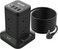 BEVA Power Strip Tower, Surge Protector with USB Ports, 6.5 FT Extension Cord, Charging Tower for Multiple Devices 8 AC and 4 USB(USB-C) for Office Supplies Dorm Room Essentials Office Organization