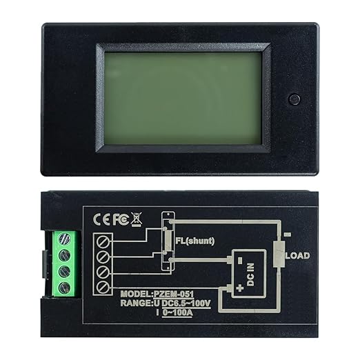 Hosyond DC 6.5-100V 0-100A LCD Display Digital Power Monitoring Meter Voltage Current Power Energy Meter Ammeter Voltmeter Multimeter with 100A Current Shunt