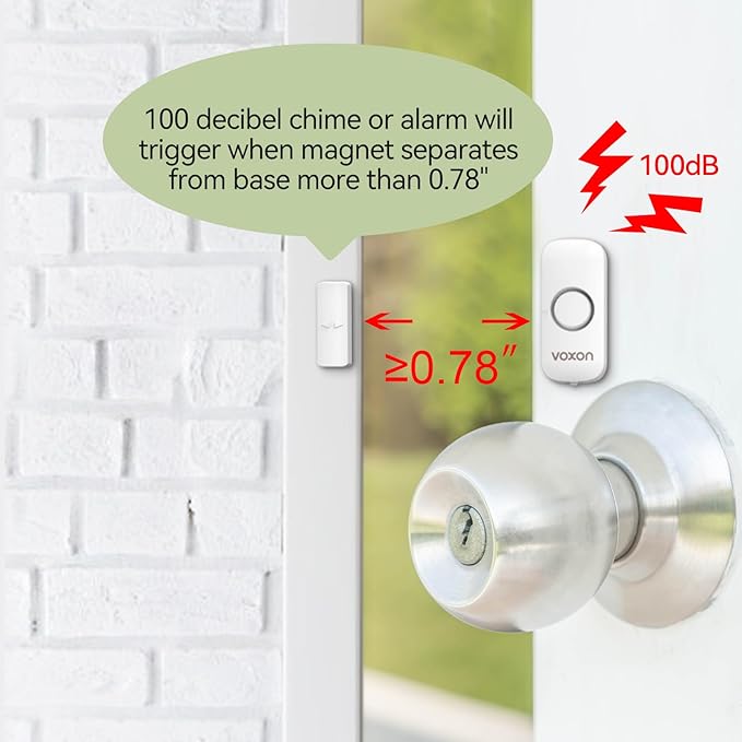 Door Alarms for Kids Safety, VOXON Window Alarm Door Alarm for Home Security Personal Security Window Alarms Sensor Burglar Door Alarm for Pool, Cars, Sheds, Caravans DIY Kit Pack of 2