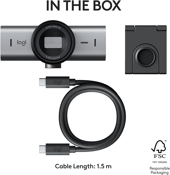 Logitech MX Brio Ultra HD 4K Collaboration, Streaming Webcam, 1080p at 60 FPS, Show Mode, Works with Microsoft Teams, Zoom, Google Meet, Nintendo Switch 2 New GameChat Mode - Graphite