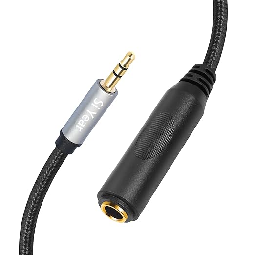 SiYear 1/4" to 3.5mm Headphone Extension Cable - 6.35mm Quarter inch to1/8 Fmale Stereo Jack Audio Adapter for Amplifiers, Speaker, Guitar Amp,Home Theater, Mixing Console (0.3m/2PACK)