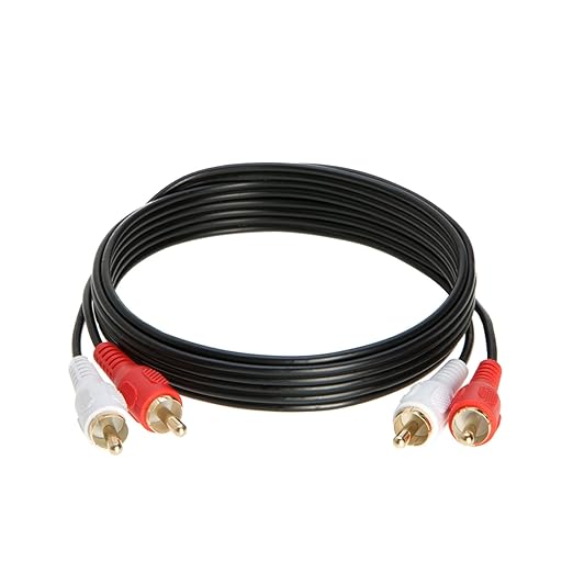 WireZee 2RCA to 2RCA Stereo Audio 10FT Cable - RCA Male to Male Cord for TV, Amplifier, Speaker, DVD, Home Theater, Hi-Fi Sound System – Dual RCA Subwoofer Cable – Gold-Plated Connectors
