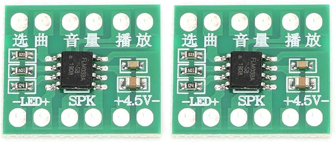 flexman 2Pcs Music Chip DIY Module, Sound Chip with Three Levels of Volume Adjustment, LED Chip Support 38 Songs for Smart Doorbell, Smart Lock, Music Toys, Tell Time Alarm Alock