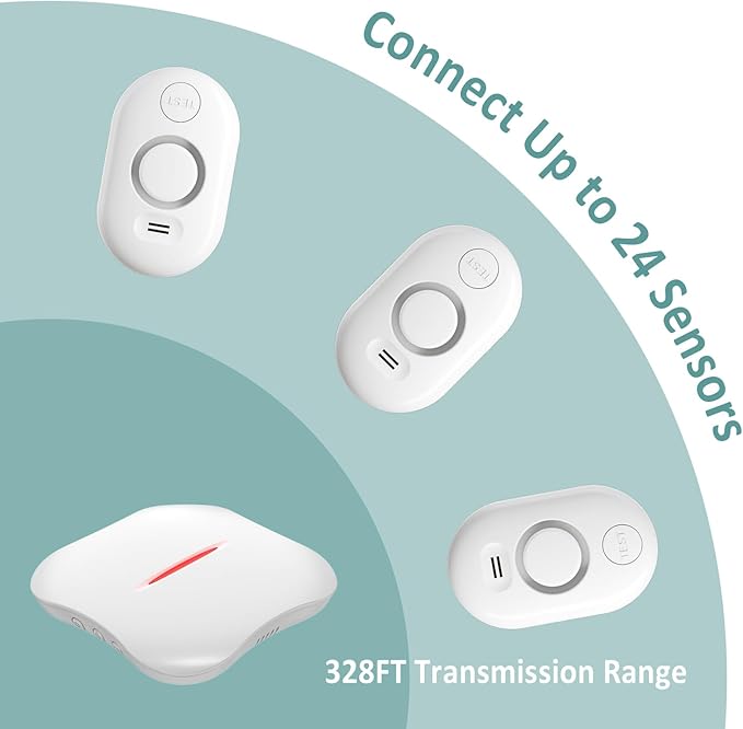 WiFi Water Leak Detector for Home with App Notification, 1 2.4Ghz Gateway + 6 WD61 Sensor, 120dB Water Flood/Drip Alarm for Basement/Kitchen/Bathroom/Toilet/Laundry Room,Sink/Pipe/Faucet Leakage Alert