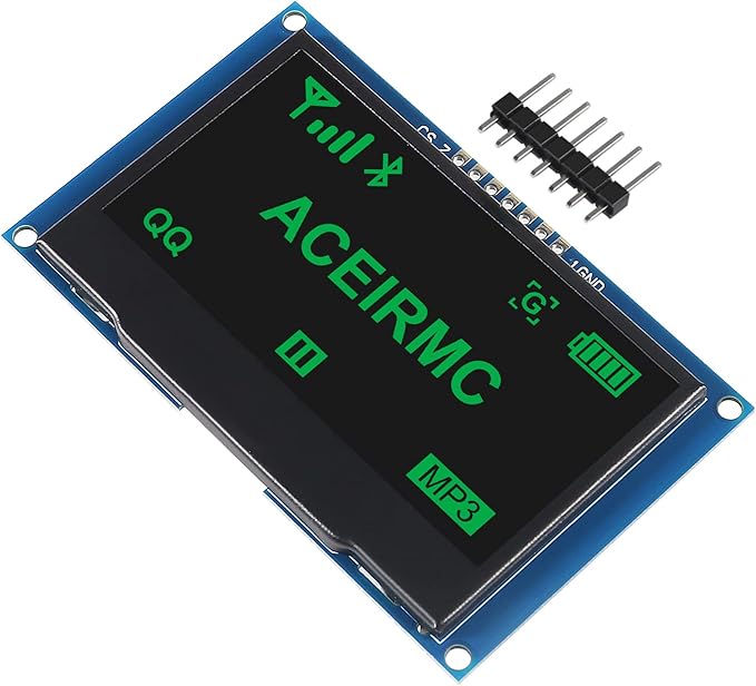 ACEIRMC 2.42 inch 128x64 OLED LCD Display Module SSD1309 7 Pin SPI/IIC I2C Serial Interface for Arduino UNO R3 (Green)
