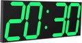 CHKOSDA LED Large Digital Wall Clock, Oversize Wall Clock with 6” Numbers, Remote Control Count up/Countdown Timer Clock, Auto Dimmer, Big Calendar and Thermometer(Green)