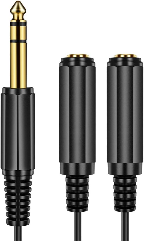 ICESPRING 1/4" 6.35mm Stereo Plug/Male to Dual 1/4" 6.35mm Jack/Female Splitter Adapter Cable Converter 0.6 feet